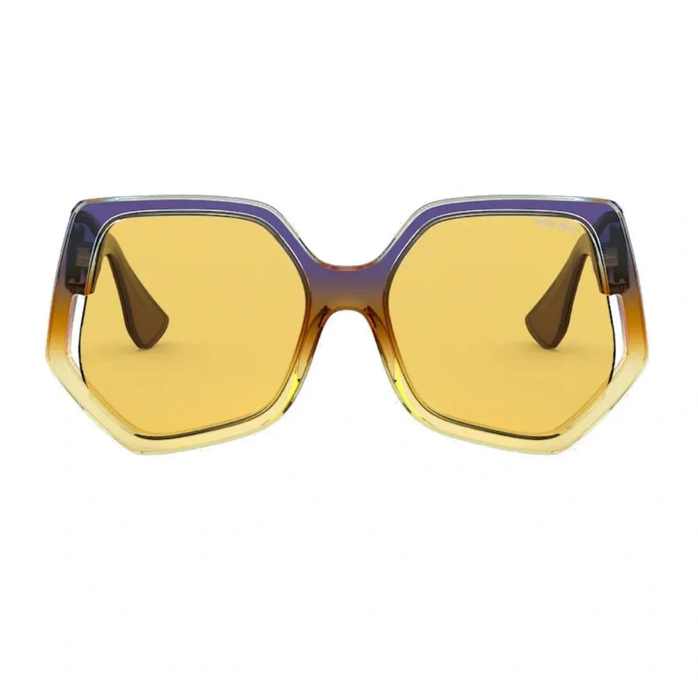 Miu Miu Brown and Yellow Gradient Square Sunglasses